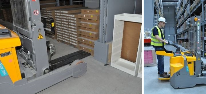 A Jungheinrich ERV típusú elektromos raklapszállítót kizárólag az IKEA számára fejlesztették a Jungheinrich Lüneburgban működő gyáregységében
